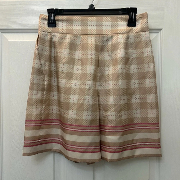 ! Alberta Ferretti high-rise check-print satin shorts sz 6 - Picture 6 of 10